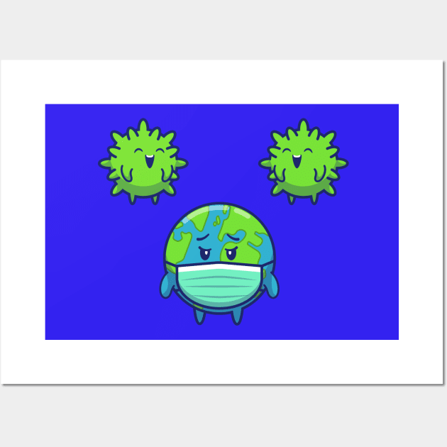 World Scare Corona Virus Cartoon (2) Wall Art by Catalyst Labs